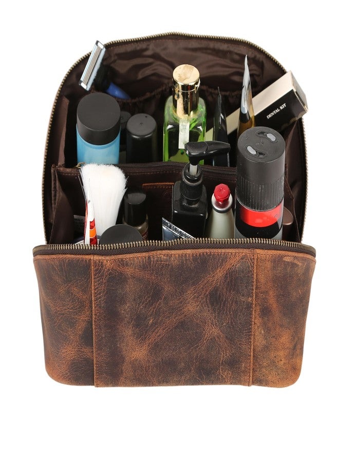 كومال سي حقيبة أدوات تجميل فاخرة من الجلد للرجال من كومال سي - طقم حلاقة مصنوع يدويًا ببطانة داخلية مقاومة للماء، ومساحة تخزين واسعة، ومقبض حمل - حقيبة سفر جلدية للرجال والنساء - Image 5